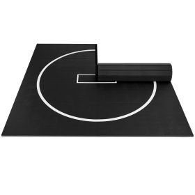 VEVOR 10x10 ft Wrestling Mat, Martial Arts Thick Mat for Home Gym Workouts Exercise, Waterproof PVC Roll-Up Training Mats with Circles, for Gymna