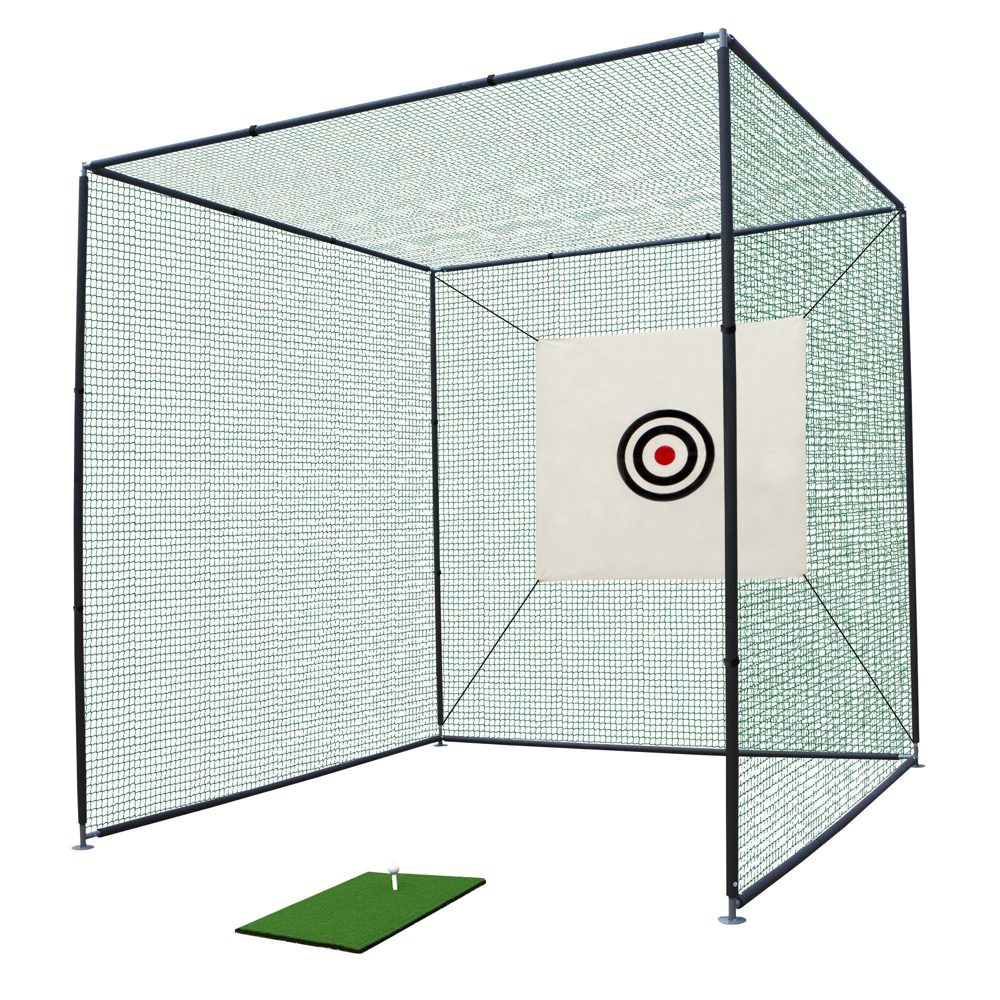10X10X10FT Golf Practice Net Cage w/ Metal Frame Hitting Net Kit Indoor ...