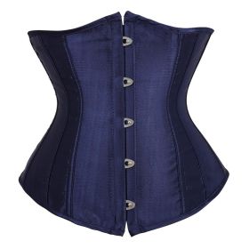 SEXY Gothic Underbust Corset and Waist cincher Bustiers Top Workout Shape Body Belt Plus size Lingerie S-6XL (Color: 7055-navy, size: XXL)
