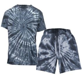 Tye Dye Shirt and Short Set (Color: Black, size: S)