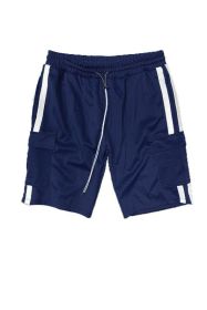 Two Stripe Cargo Pouch Shorts (Color: BLACK WHITE, size: M)