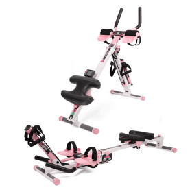 3IN1 Ab & Core Trainer Pro with Resistance Bands | Foldable Exercise Machine for Full Body Workout & Muscle Toning, Home Gym Equipment (Color: Pink)