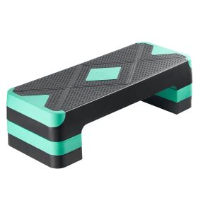 VEVOR Aerobic Exercise Step Platform, 28-Inch Workout Aerobic Stepper, Height Adjustable Fitness Training Step Deck Trainer with 4 Risers (Color: Green)